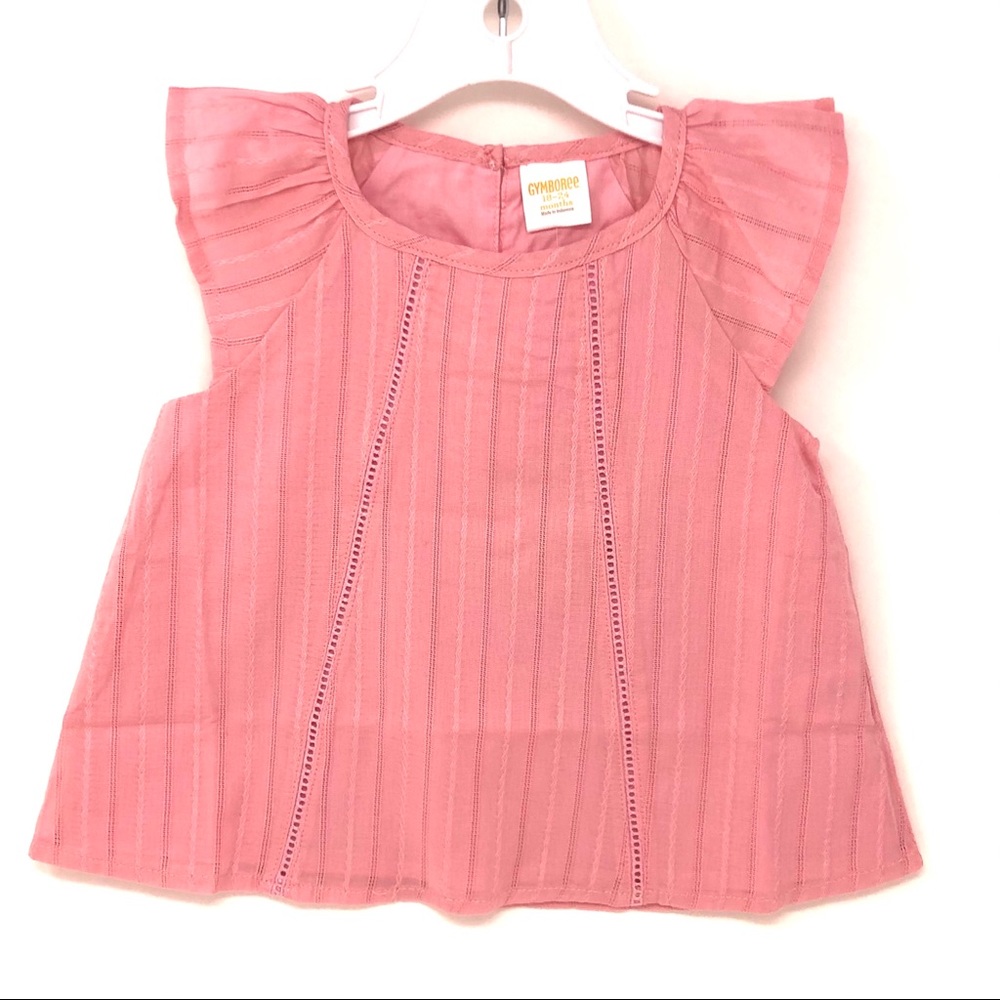 NEW! Gymboree Pink Short Sleeve Top Flutter Sleeve - Picture 3 of 6